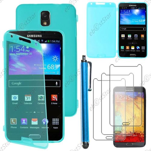 Ebeststar ® Pour Samsung Galaxy Note 3 Gt-N9000, N9002, N9005 - Housse Etui Coque Portefeuille Livre Silicone Gel + Stylet + 3 Film Écran, Couleur Bleu [Dimensions Precises De Votre Appareil : 79.2 X 151.2 X 8.3 Mm, Écran 5.7'']