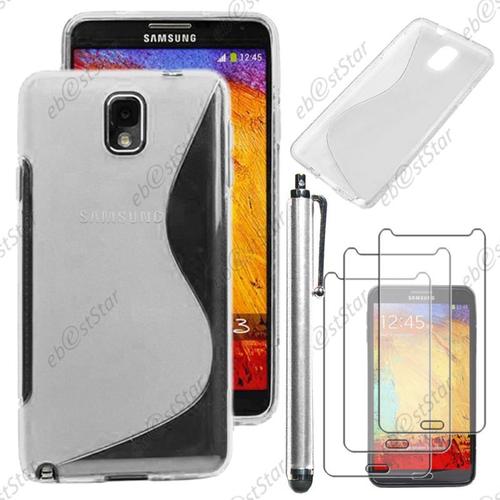 Ebeststar ® Pour Samsung Galaxy Note 3 Gt-N9000, N9002, N9005 - Housse Etui Coque Silicone Gel Motif S-Line Protection Souple + Stylet + 3 Film Écran, Couleur Transparent [Dimensions Precises De Votre Appareil : 79.2 X 151.2 X 8.3 Mm, Écran 5.7'']