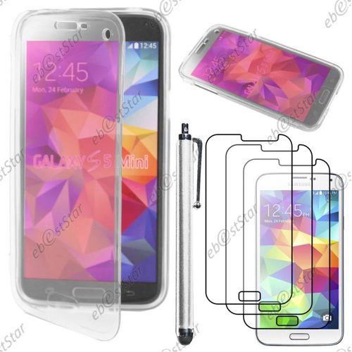 Ebeststar ® Pour Samsung Galaxy S5 Mini Sm-G800 G800f G800h - Housse Etui Coque Portefeuille Livre Silicone Gel + Stylet + 3 Film Écran, Couleur Transparent [Dimensions Precises De Votre Appareil : 131.1 X 64.8 X 9.1 Mm, Écran 4.5'']
