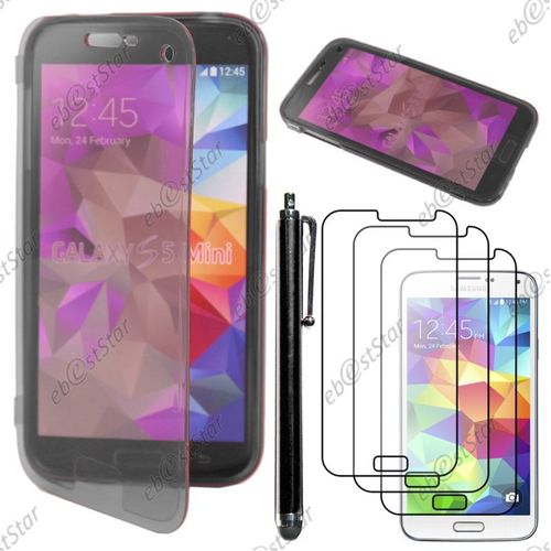Ebeststar ® Pour Samsung Galaxy S5 Mini Sm-G800 G800f G800h - Housse Etui Coque Portefeuille Livre Silicone Gel + Stylet + 3 Film Écran, Couleur Noir [Dimensions Precises De Votre Appareil : 131.1 X 64.8 X 9.1 Mm, Écran 4.5'']