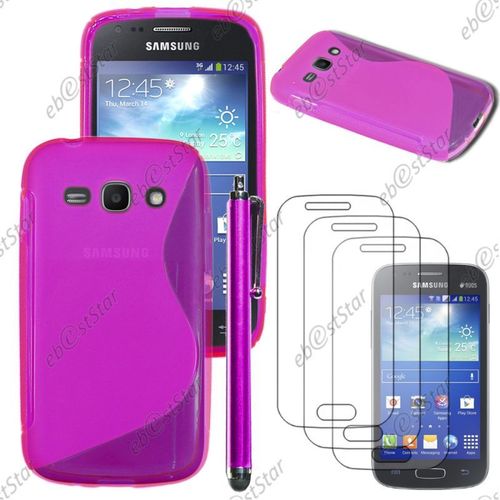 Ebeststar ® Pour Samsung Galaxy Ace 3 Gt-S7270, S7272, S7275 - Housse Etui Coque Silicone Gel Motif S-Line Protection Souple + Stylet + 3 Film Écran, Couleur Violet [Dimensions Precises De Votre Appareil : 121.2 X 62.7 X 9.8 Mm, Écran 4'']