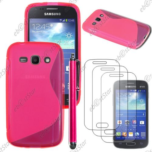 Ebeststar ® Pour Samsung Galaxy Ace 3 Gt-S7270, S7272, S7275 - Housse Etui Coque Silicone Gel Motif S-Line Protection Souple + Stylet + 3 Film Écran, Couleur Rose [Dimensions Precises De Votre Appareil : 121.2 X 62.7 X 9.8 Mm, Écran 4'']