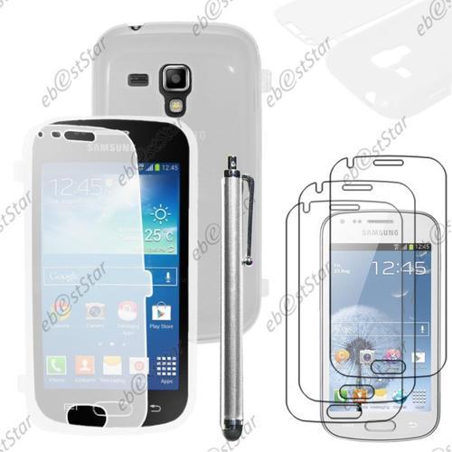 Ebeststar ® Pour Samsung Galaxy Trend S7560, S Duos S7562 - Housse Etui Coque Portefeuille Livre Silicone Gel + Stylet + 3 Film Écran, Couleur Transparent [Dimensions Precises De Votre Appareil : 121.5 X 63.1 X 10.5 Mm, Écran 4'']