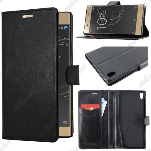Ebeststar ® Pour Sony Xperia Xa1 Ultra, Xa1 Ultra Dual (2017) - Housse Coque Etui Portefeuille Support Folio Simi Cuir, Couleur Noir [Dimensions Precises De Votre Appareil : 165 X 79 X 8.1 Mm, Écran 6'']
