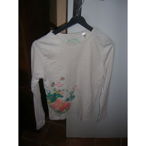 T-Shirt Okaïdi Manches Longues Coton 14 Ans Ecru