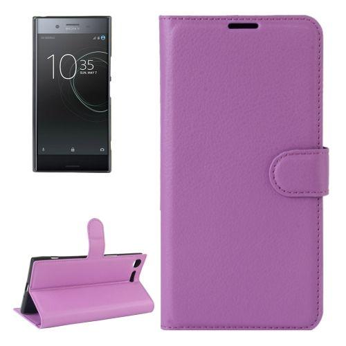 Sony Xperia Xz Premium Housse Etui Cuir Pu Violet Texture Litchi