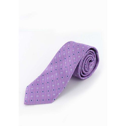Cotton Park - Cravate En Soie Rose Motifs Bleu Et Blanc - Homme