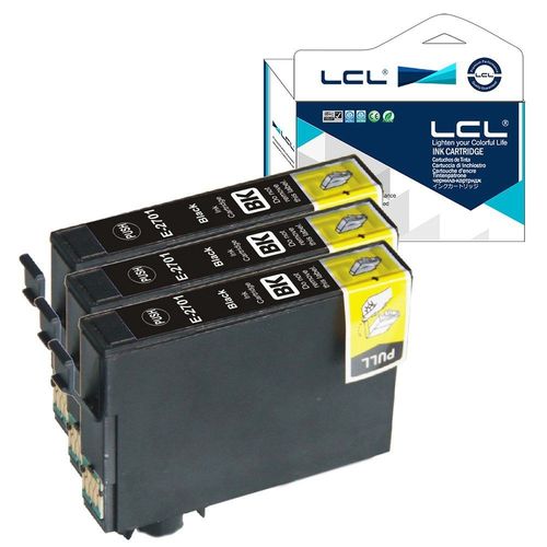 LCL(TM) 27XL T2711 (3-Pack Noir) Cartouche d'encre Compatible pour Epson WorkForce Pro WF-3620DWF 3640DTWF 7110DTW 7610DWF 7620DTWF