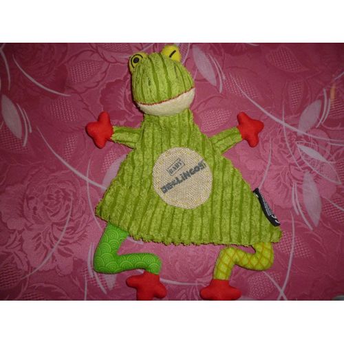 Doudou Plat Grenouille Verte Deglingos