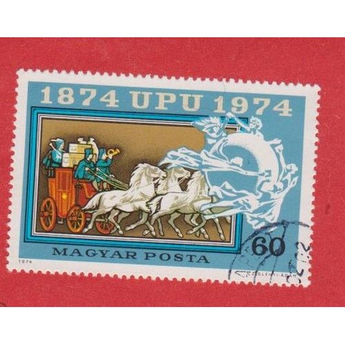 Timbre Hongrie Magyar Posta Carosse Chevaux Cheval 60fr
