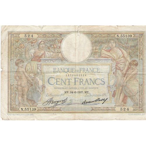 Billet 100 Franc Français 1937 Merson
