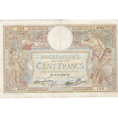 Billet 100 Franc Français 1938 Merson