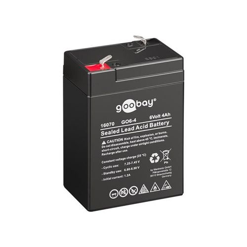 Goobay GO6-4 (4000 mAh, 6 V) - Faston (4.8mm) lead acid battery GO6-4 (4000 mAh, 6 V)Faston (4.8mm) lead acid battery