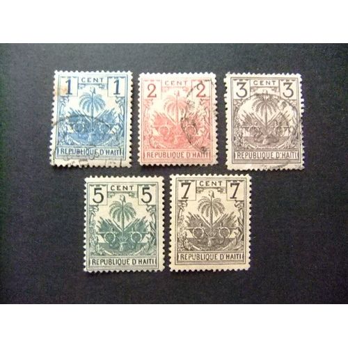 Haiti 1896 Armoiries Escudos Yvert 33 / 37 Fu Serie Incompleta