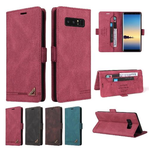 Étui Pour Samsung Galaxy Note8 Cuir Premium Cuir Premium Bicelle Deux Fentes Pour Cartes - Rouge