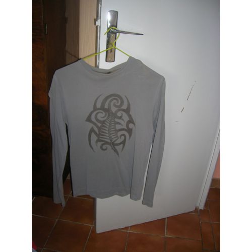 T-Shirt Celio Manches Longues Coton S Gris