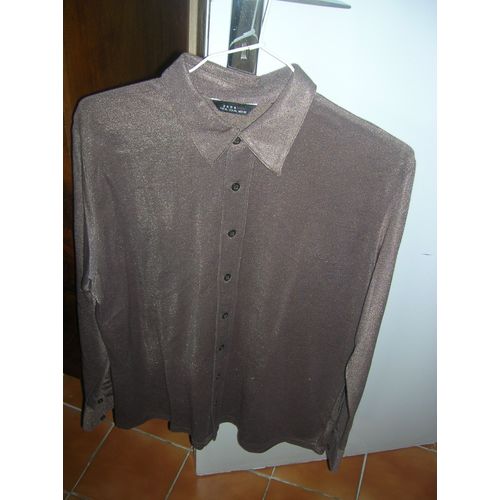 Chemise Zara Men 67% Polyester,33% Coton Xl Marron