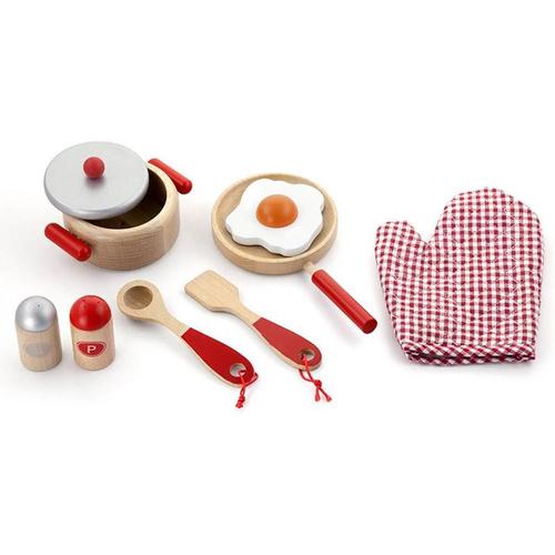 Viga Toys Set De Cuisine Rouge 9 Pièces. 3+