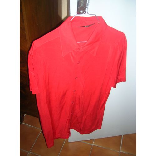 Chemise Zara Manches Courtes 94% Rayon,6% Spandex L Rouge