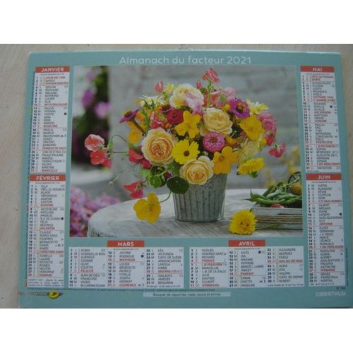 Almanach /Calendrier /Facteur 2021 "Bouquets De Fleurs, Capucines, Roses ,Soucis ,Zinnias & Tulipes" Editions Oberthur/La Poste