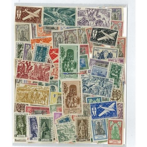 Inde Francaise 100 Timbres Differents Obliteres