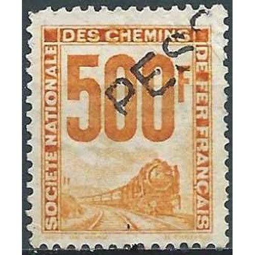 France 1944 / 47, Bel Exemplaire Timbre Pour Petits Colis, Yvert 25, 500f. Jaune Orange, Motif Locomotive, Oblitéré, Tbe