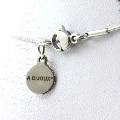 Collier 10 Perles Aigue-Marine 8 Mm. Chaine En Acier Inoxydable Collier Femmes, Hommes. Taille Personnalisable.