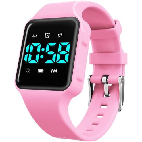 Montre Digital Enfant Fille Garçon Pour L'apprentissage De La Propreté,Boire De L'eau,Lavage Des Mains Avec 15 Alarmes, Compte À Rebours, Vibrante,Musique,Bracelet En Silicone