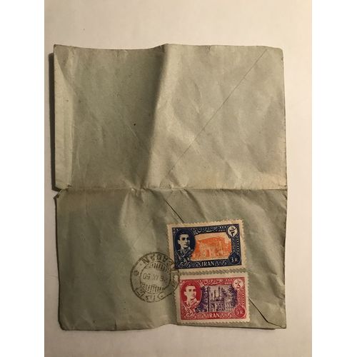 Deux Timbres Shah D'iran 1949-1950 Sur Enveloppe