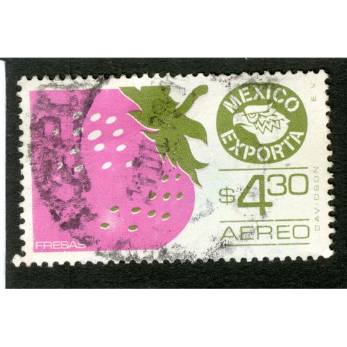 Timbre Oblitéré Mexico Exporta, Fresas, Aereo, S 4.30