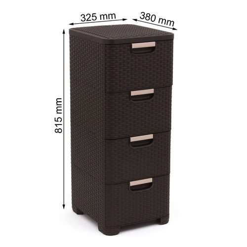 Curver Tour De Rangement Aspect Rotin Polypropylène 4 Tiroirs 14 L Marron