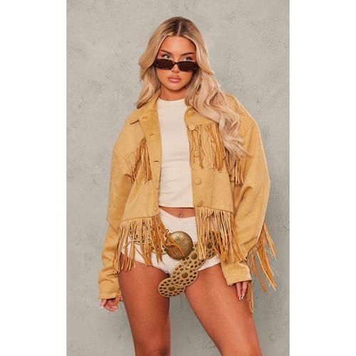 Veste En Suédine Camel À Franges Style Western, 34