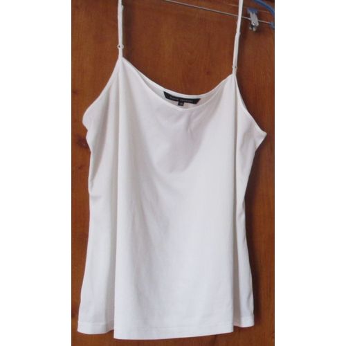 Débardeur À Fines Bretelles - Coloris Blanc/Ivoire - Tissu Souple Et Extensible 100%Polyester- Bretelles Réglables Par Coulissage - David Emanuel/Bonmarché -Taille 48