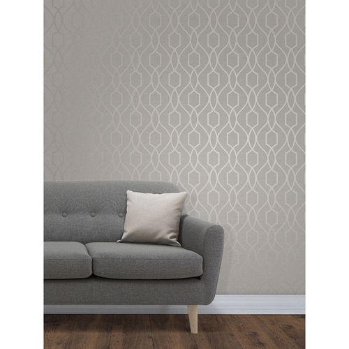 Treillis géométrique Apex papier peint gris et Taupe