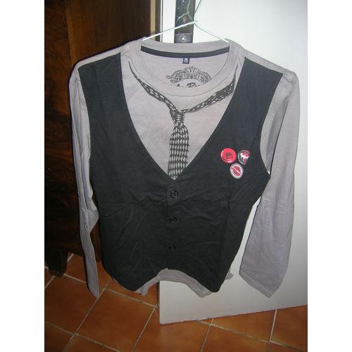 T-Shirt Gilet Manches Longues La Rue Coton 16 Ans Multicolore