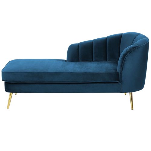 Chaise Longue Côté Droit En Velours Bleu Marine Allier
