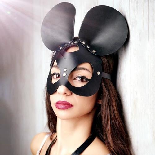Masque Visage - Accessoire Deguisement Visageem-003--Masques Oreilles De Lapin Sexy, Masques En Cuir Pu Rose, Masques Cosplay, Harna