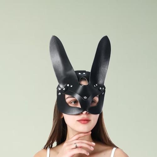 Masque Visage - Ywei - Oreilles De Lapin Sexy En Cuir Pu Rose - Accessoires Gothiques Pour Femmes