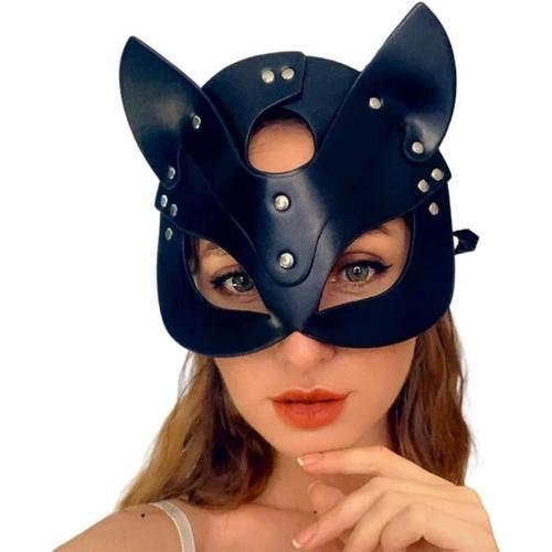 Masque De Chat, Demi-Masque En Cuir De Chat, Masque De Cosplay Pour Halloween Party Ball Dance Women, Masque Sexy Pour [432]