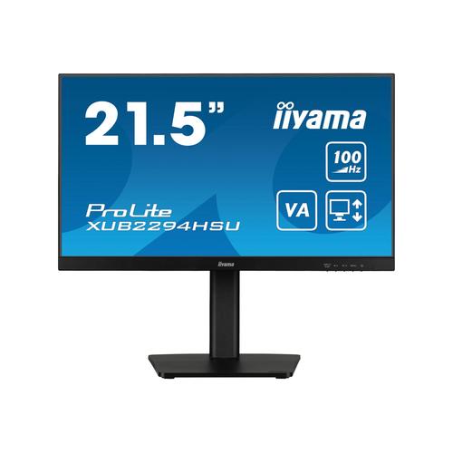 iiyama ProLite XUB2294HSU-B6 - Écran LED - 22" (21.5" visualisable) - 1920 x 1080 Full HD (1080p) @ 100 Hz - VA - 250 cd/m² - 3000:1 - 1 ms - HDMI, DisplayPort - haut-parleurs - noir, mat - avec...