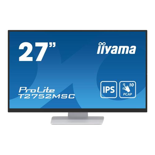 iiyama ProLite T2752MSC-W1 - Écran LED - 27" - écran tactile - 1920 x 1080 Full HD (1080p) @ 60 Hz - IPS - 400 cd/m² - 1000:1 - 5 ms - HDMI, DisplayPort - haut-parleurs - blanc, mat