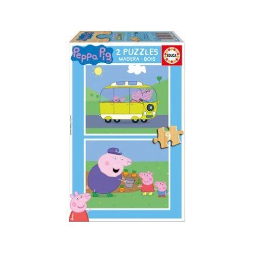 Puzzle En Bois Enfant - Peppa Pig - 2 X 9 Pieces - Educa - Cochon