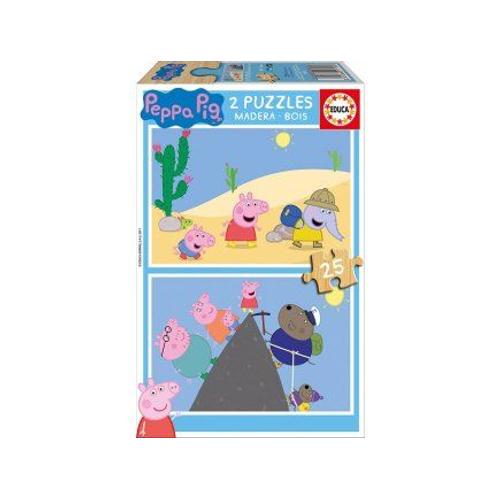 Puzzle En Bois Enfant Peppa Le Cochon / Peppa Pig - 2 X 25 Pieces - Educa