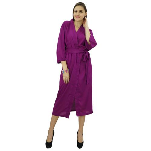 Bimba Femmes Ceinture Longue Solide Robe Souple Modal Coton Wrap Ronde Ordinaire Peignoir, Violet