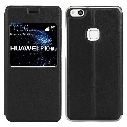 Pour Huawei P10 Lite 5.2' (Non Compatible Huawei P10/ P10 Plus): Etui Housse Coque Pochette Plastique View Case, View Cover, Etui À Rabat - Noir