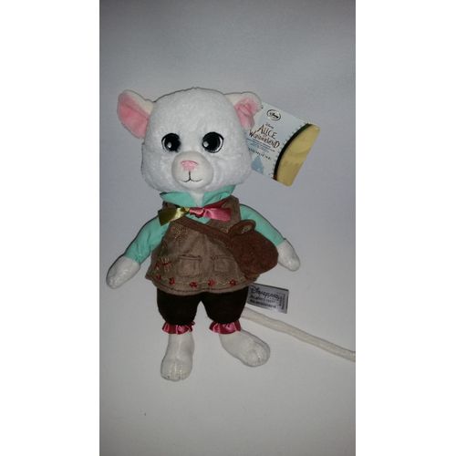 Doudou souris alice au pays des merveilles Disneyland Resort Paris Disneyparks Parc Disney Blanc bleu marron Jouet Bébé Babies Naissance Peluche Blanche Éveil Enfant Comfort Blanket Comfort 26 cm