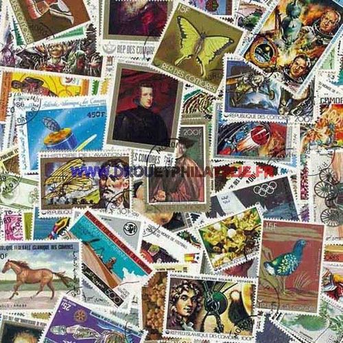 Comores 100 Timbres Differents Obliteres