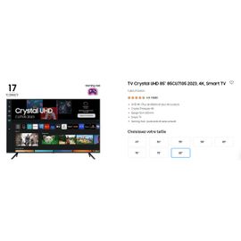 Samsung TU85CU7105 - 85" - TV Crystal UHD 2023, 4K, Smart TV