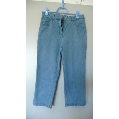 Pantacourt Blanche Porte Coton 36 Bleu