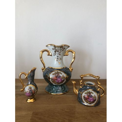 2 miniatures et un vase décor romantique P.Pastaud porcelaine Limoges